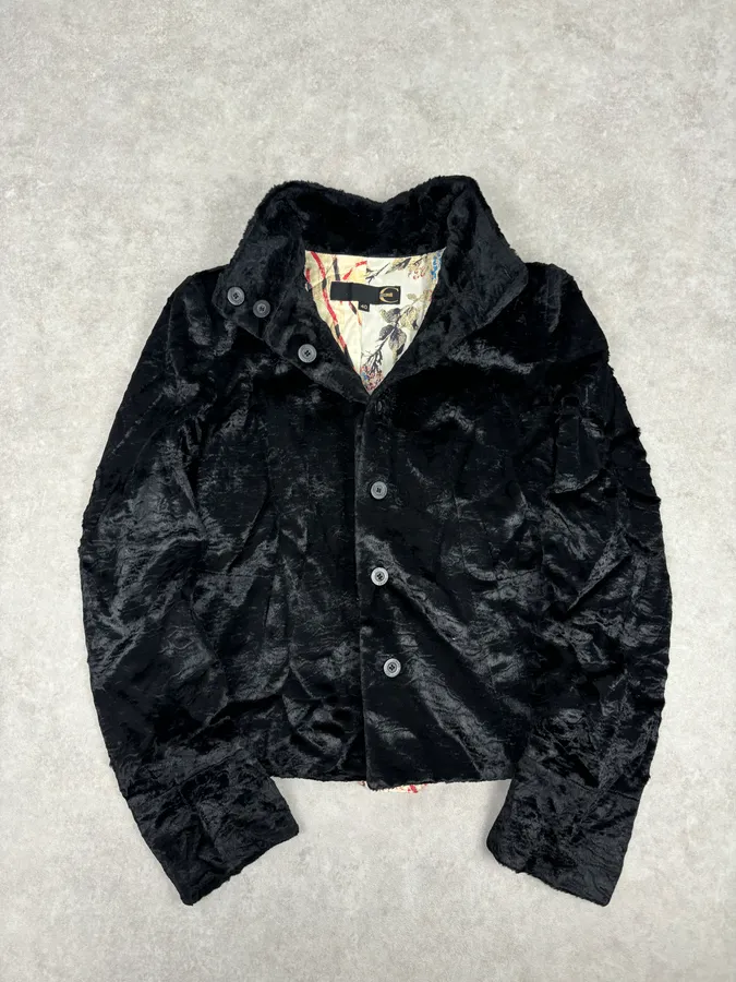 2000s Cavalli Black Faux Fur Light Jacket