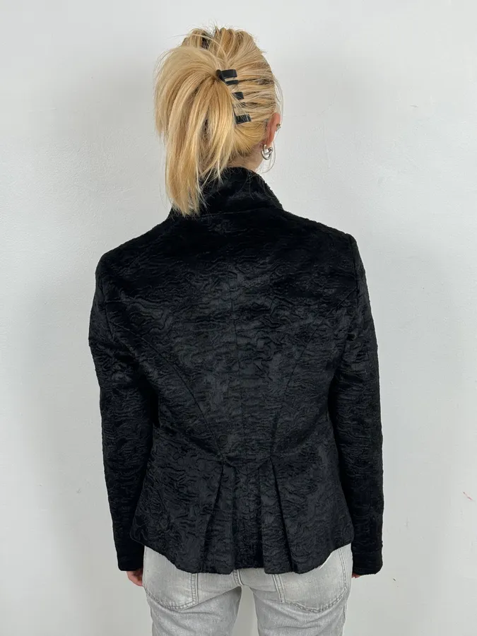 2000s Cavalli Black Faux Fur Light Jacket - Image 3