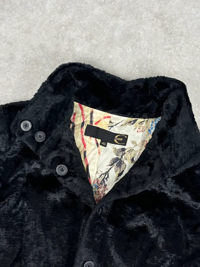 2000s Cavalli Black Faux Fur Light Jacket - Image 4