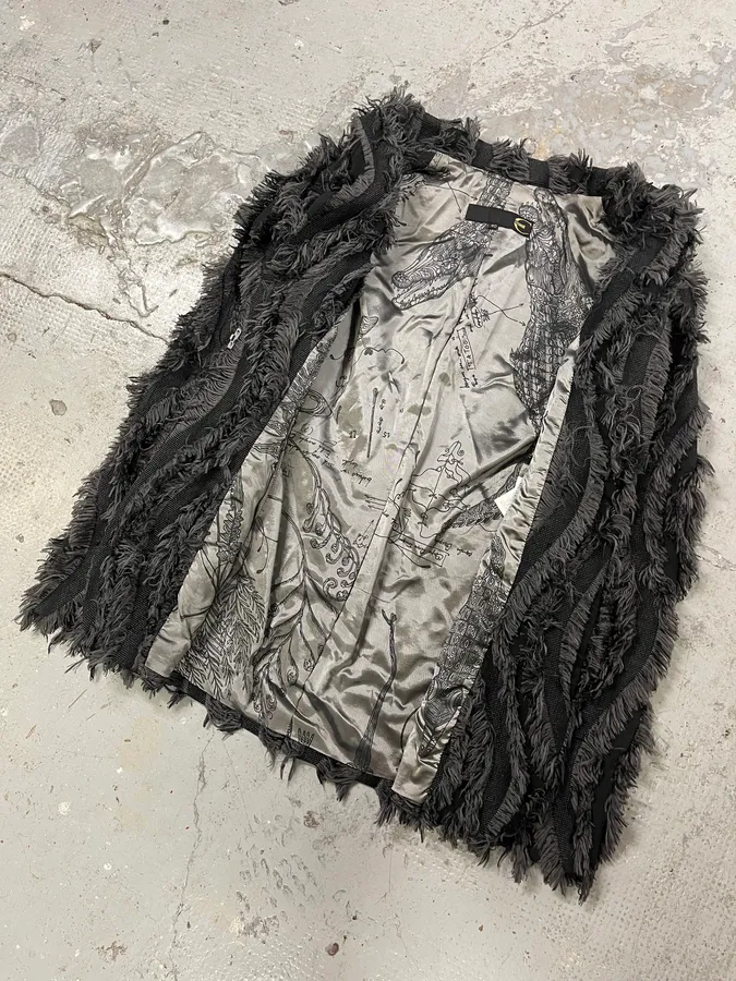 2000s Cavalli Black Feather Suit Jacket - Image 6