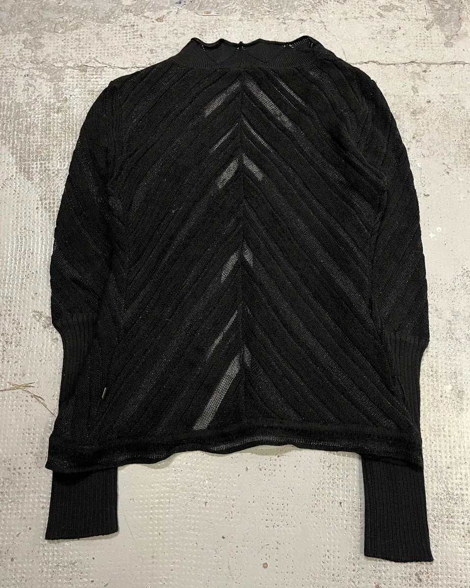 2000s Cavalli Black Knit Sheer Black Cardigan - Image 7