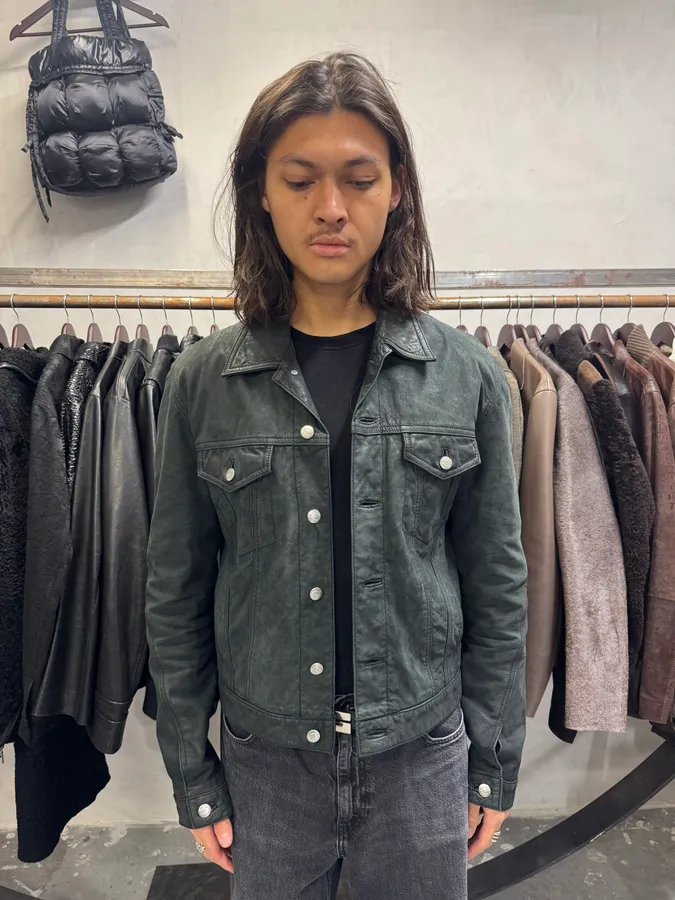 2000s Cavalli Black Leather Buttoned Jacket - Image 2
