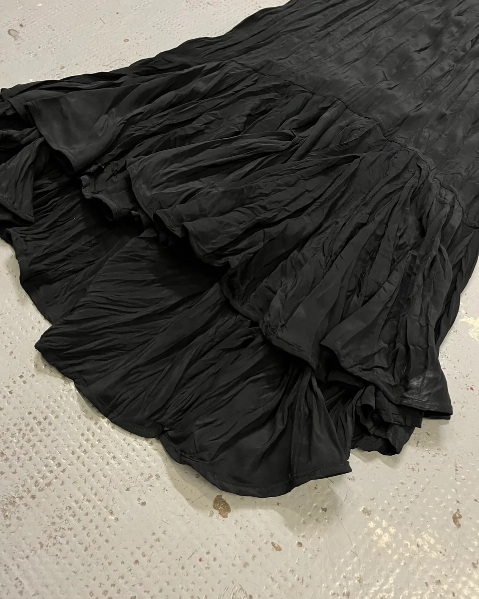 2000s Cavalli Black Minimalist Plissed Effect Dress - Image 6