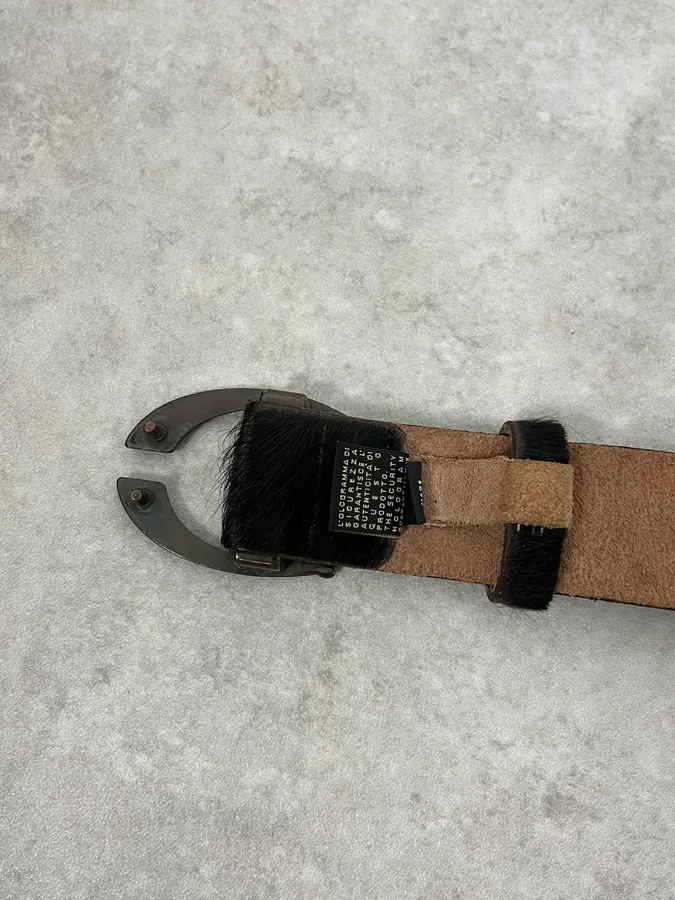 2000s Cavalli Black Pony Hair Leather Belt - Image 5