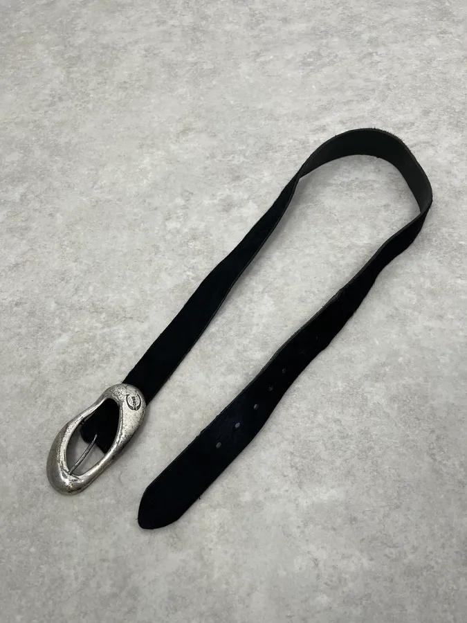2000s Cavalli Black Pony Hair Leather Belt - Image 3