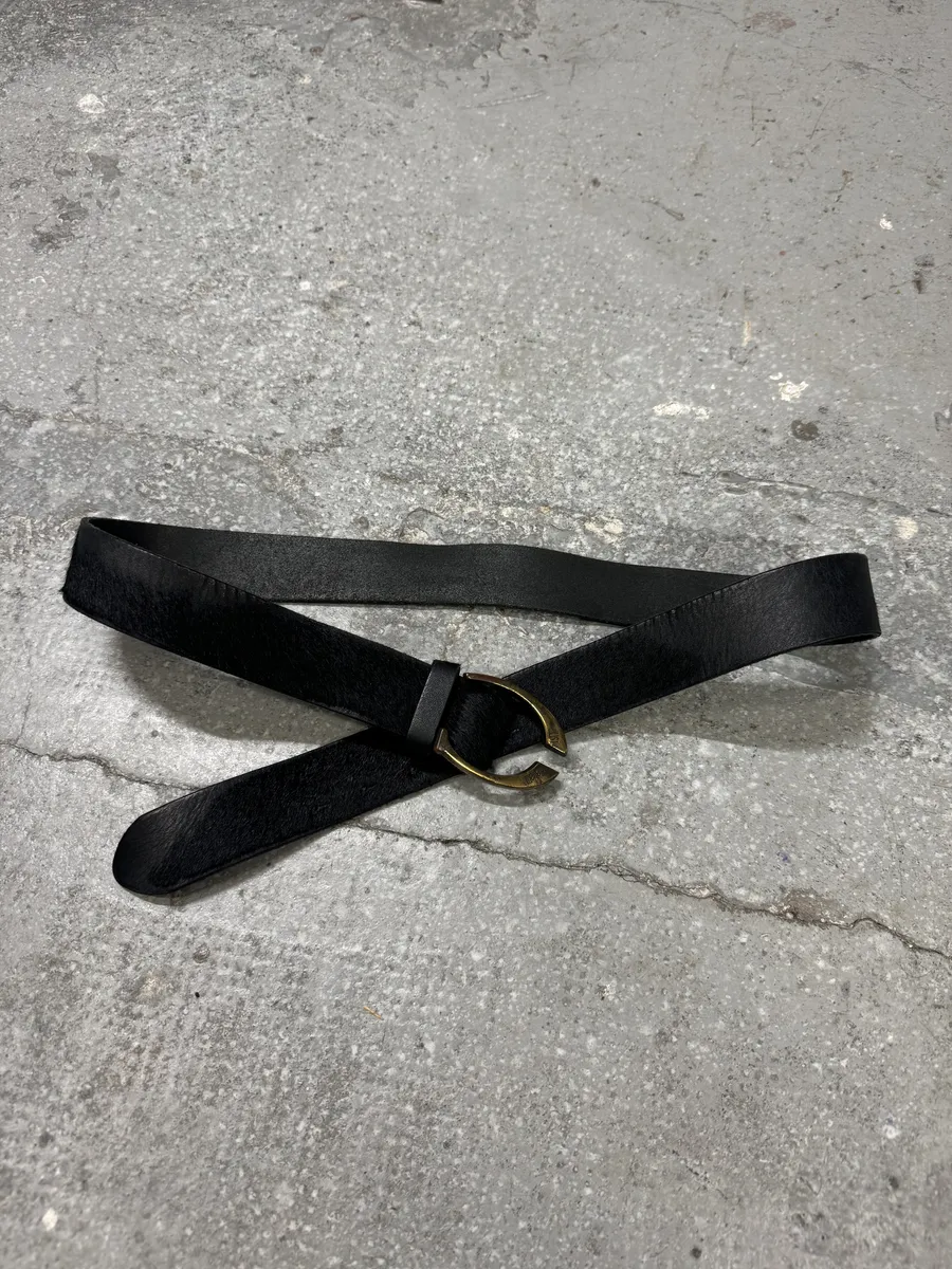 2000s Cavalli Black Pony Hair Leather Belt - Image 8
