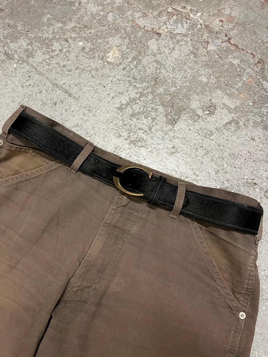2000s Cavalli Black Pony Hair Leather Belt - Image 2