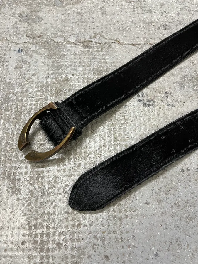 2000s Cavalli Black Pony Hair Leather Belt - Image 5