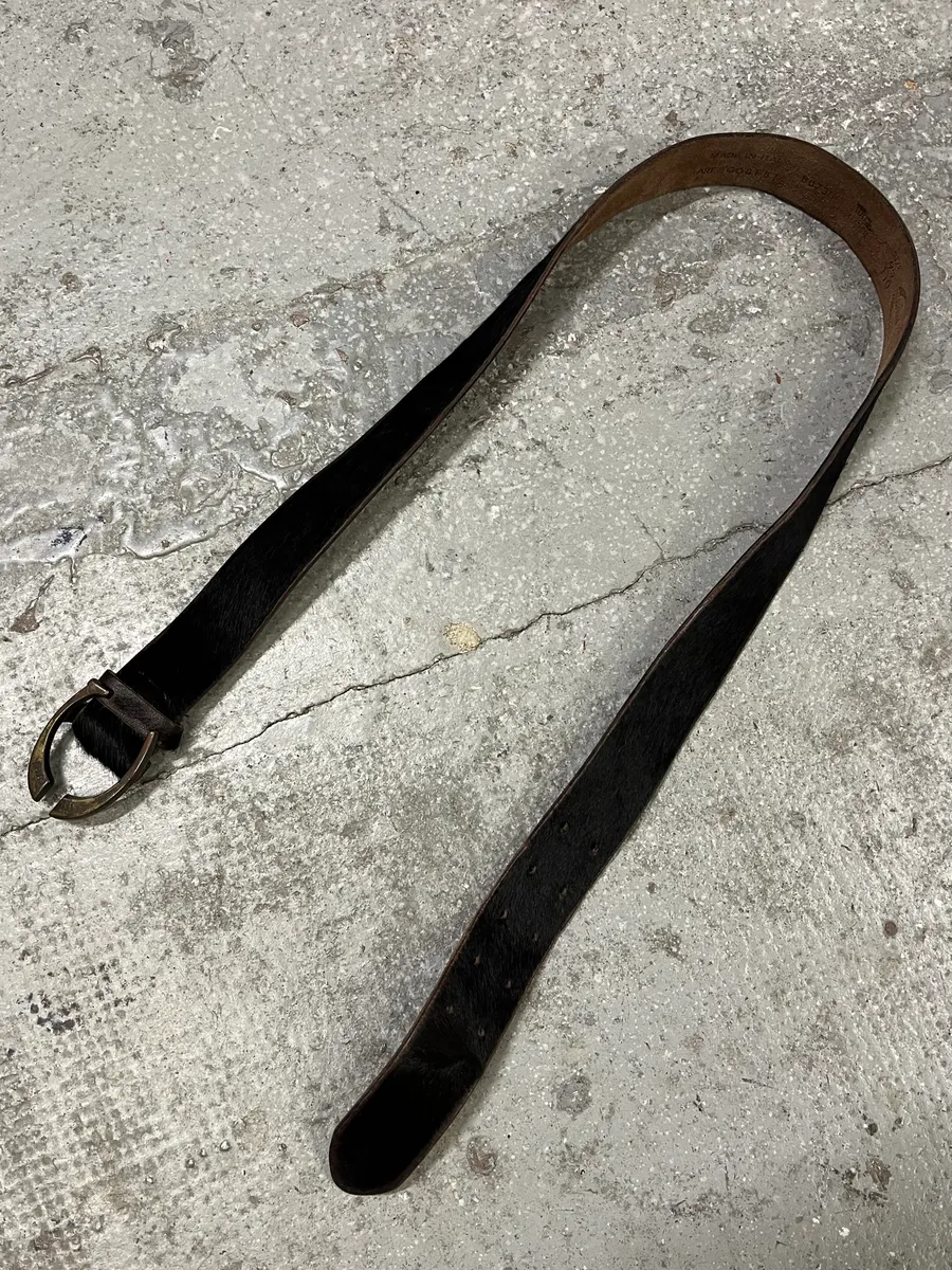 2000s Cavalli Black Pony Hair Leather Belt - Image 8