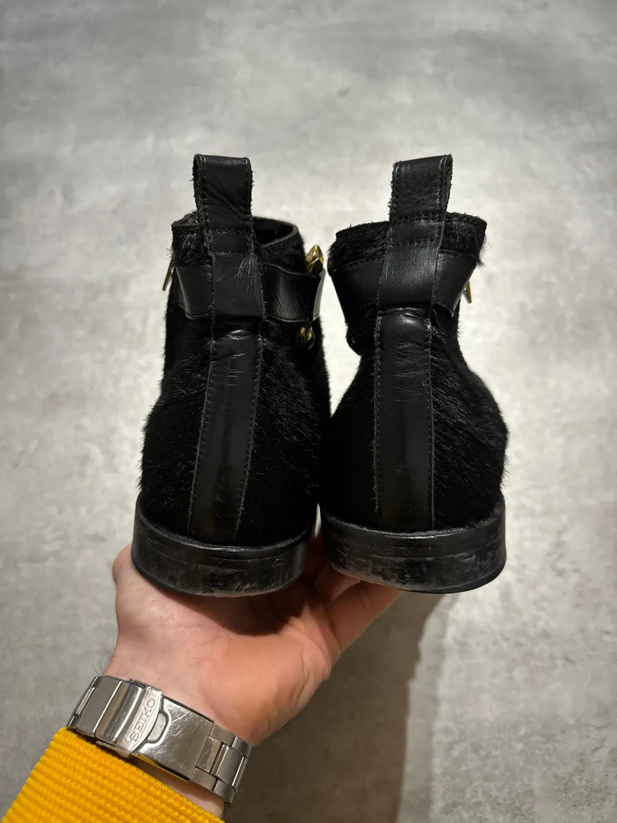 2000s Cavalli Black Pony Hair Leather Boots - Image 5