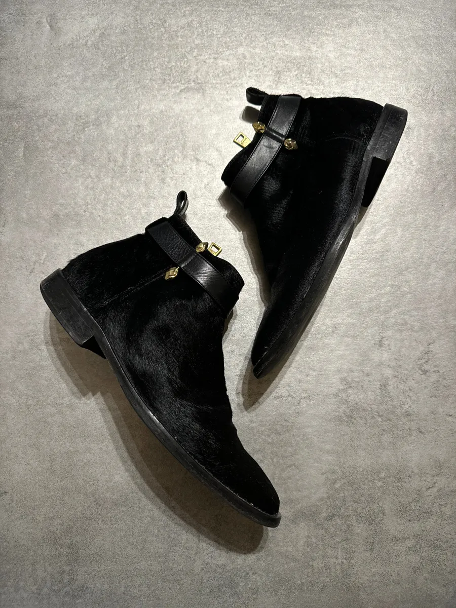 2000s Cavalli Black Pony Hair Leather Boots - Image 8