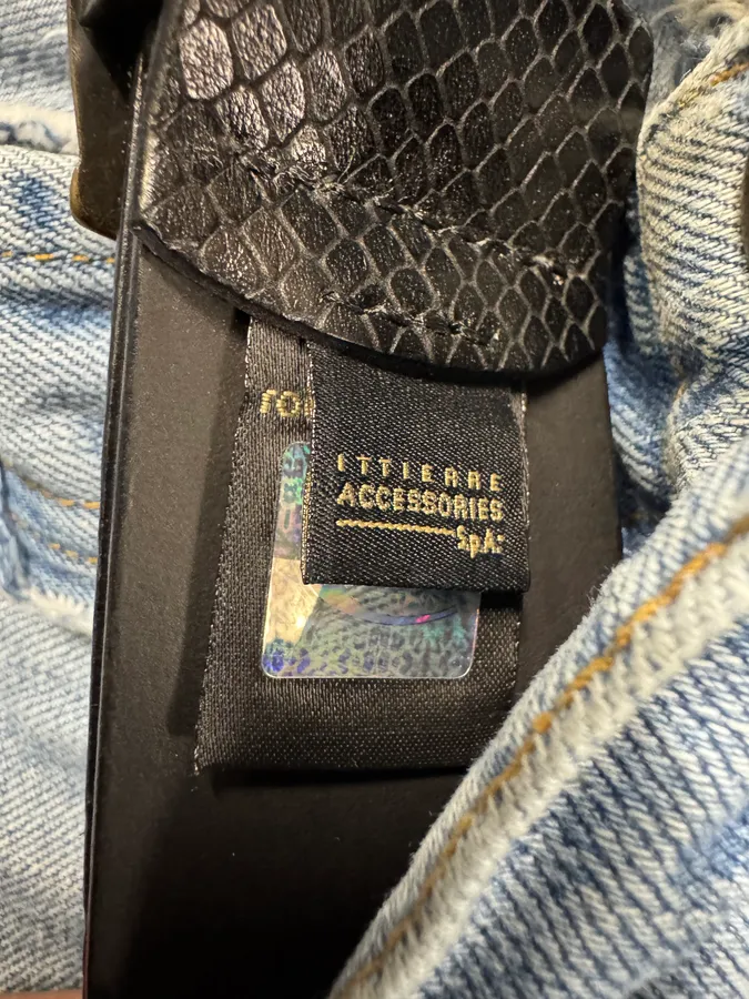 2000s Cavalli Black Snakeskin Effect Leather Belt - Image 4