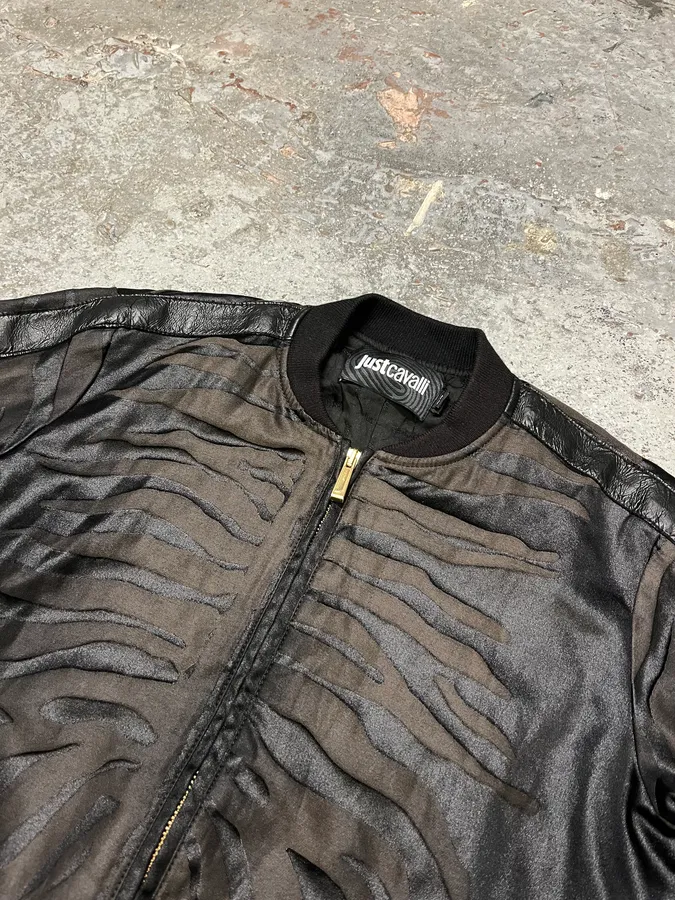 2000s Cavalli Black Solar Plexus Light Bomber Jacket - Image 3