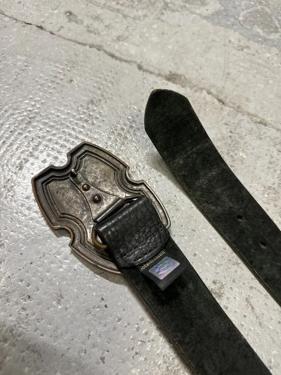 2000s Cavalli Black Studded Leather Belt - Image 6