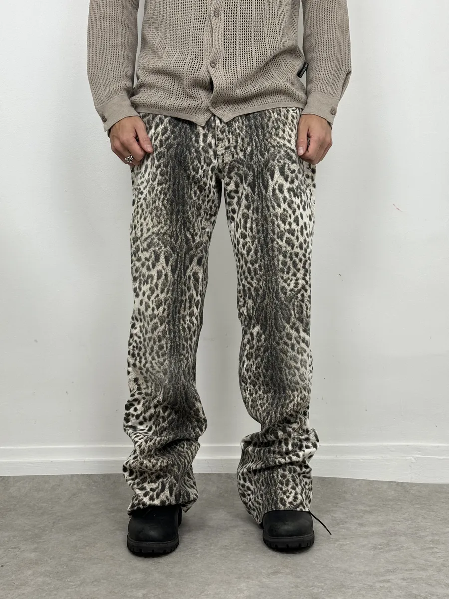 2000s Cavalli Black & White Leopard Pants - Image 5