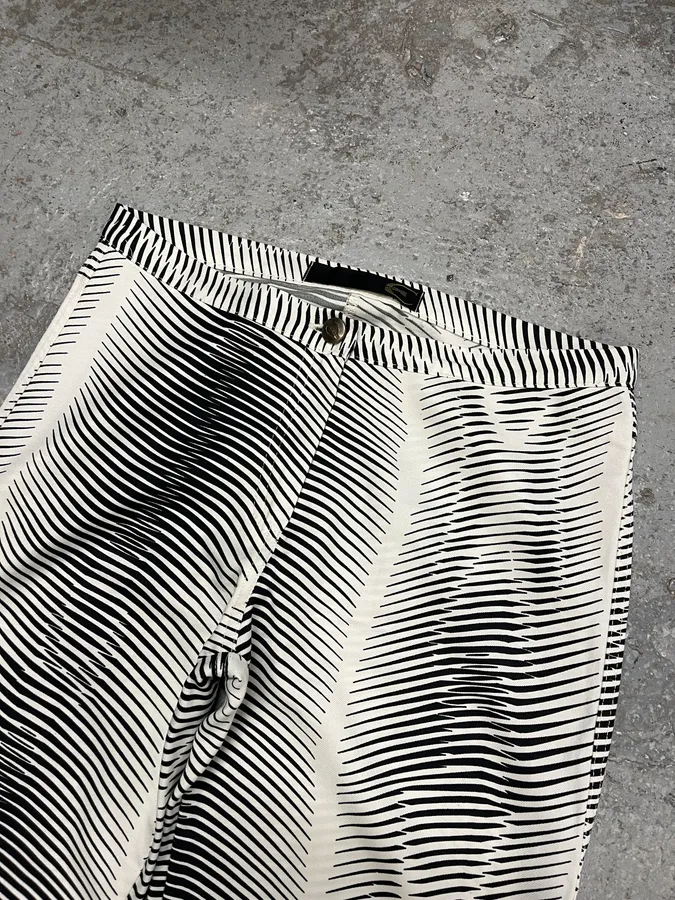 2000s Cavalli Black & White Lines Pants - Image 7