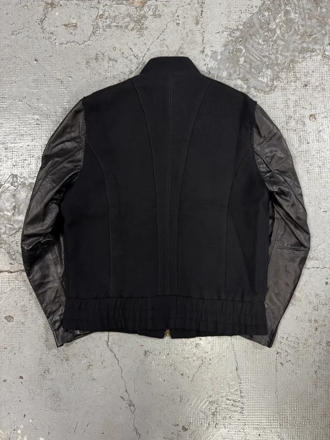 2000s Cavalli Black Wool & Leather Multi Zips Jacket - Image 4