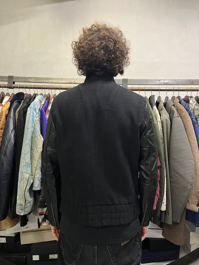 2000s Cavalli Black Wool & Leather Multi Zips Jacket - Image 5