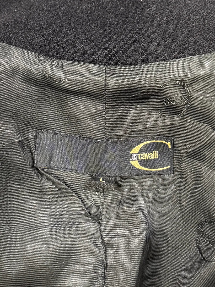 2000s Cavalli Black Wool & Leather Multi Zips Jacket - Image 9