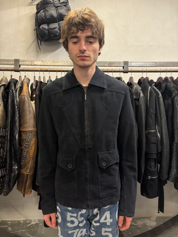 2000s Cavalli Black Zip-Up Suede Jacket - Image 2