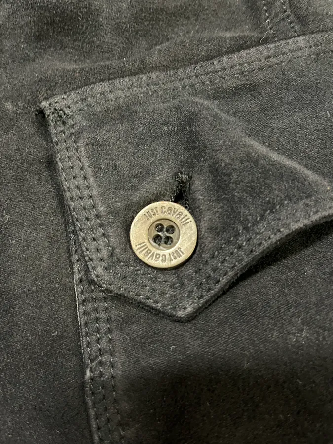 2000s Cavalli Black Zip-Up Suede Jacket - Image 8