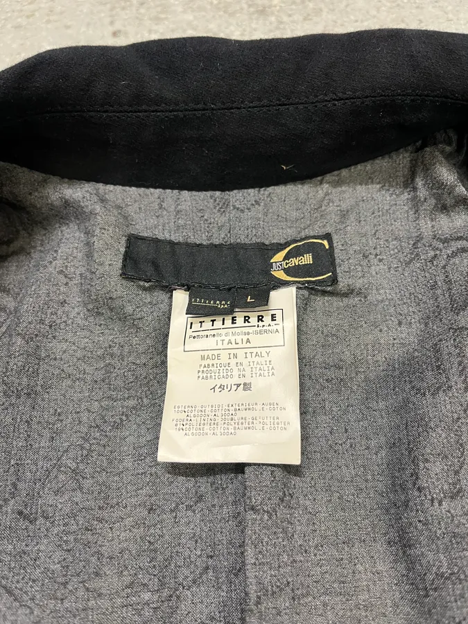 2000s Cavalli Black Zip-Up Suede Jacket - Image 9