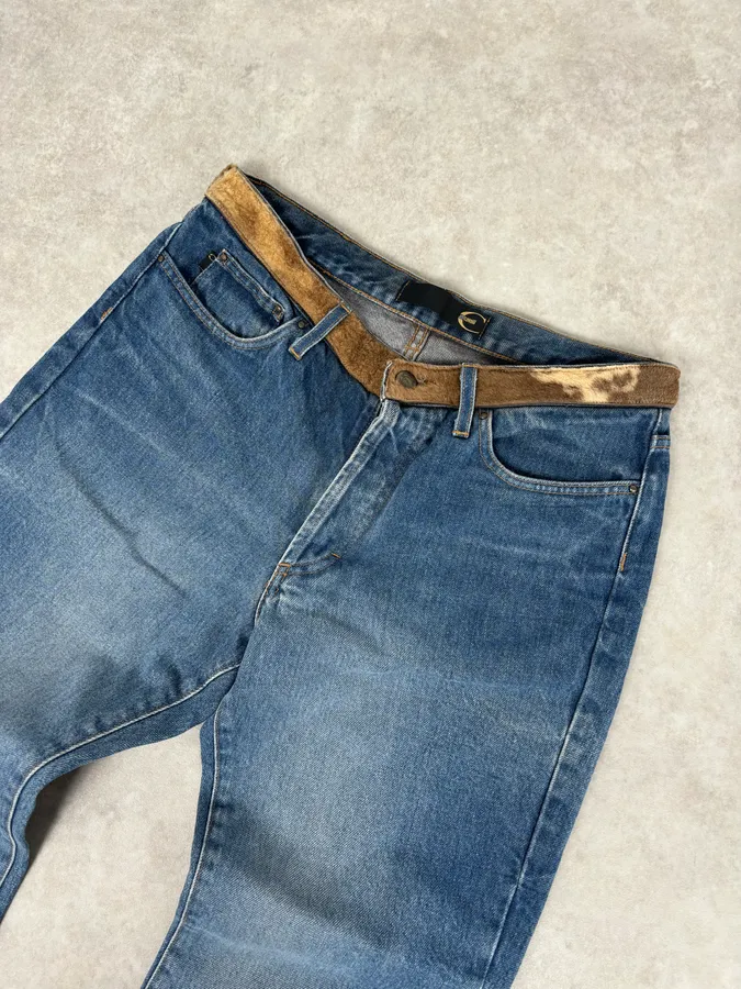 2000s Cavalli Blue Avant-Garde Gradient Denim Jeans - Image 5