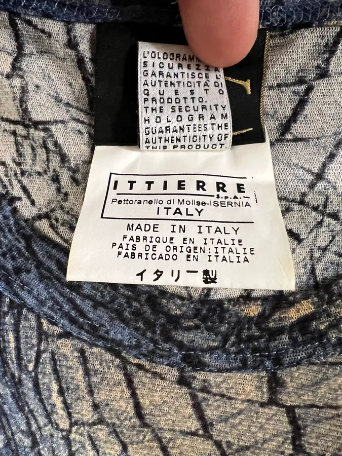2000s Cavalli Blue & Beige Crocodile Effect Longsleeves - Image 4