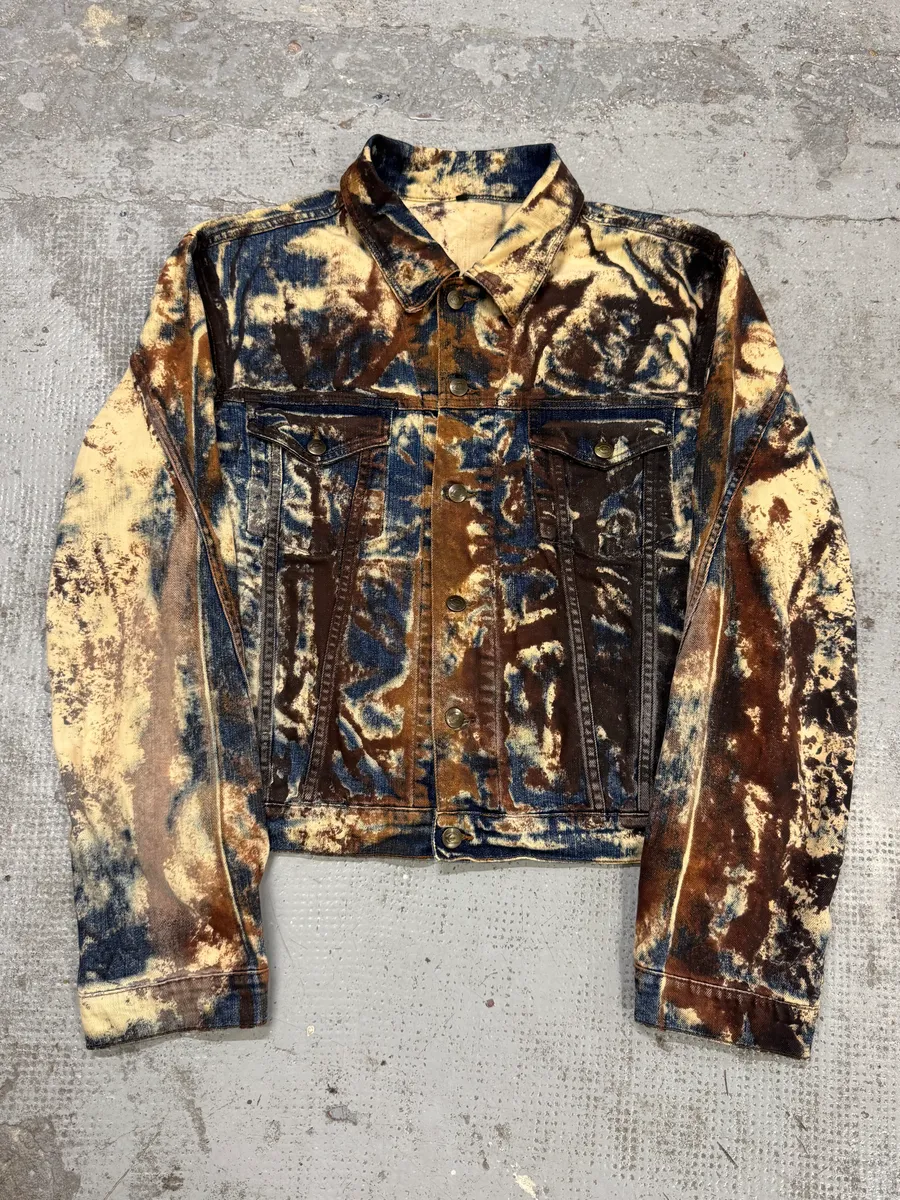 2000s Cavalli Blue & Brown Eroded Rust Denim Jacket