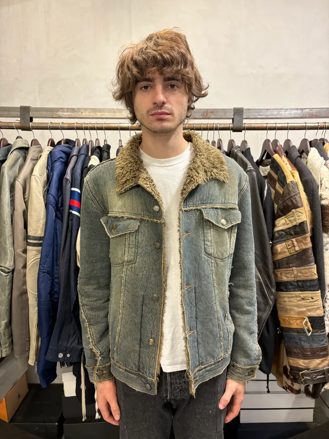 2000s Cavalli Blue Faded Denim Faux Fur Jacket - Image 2