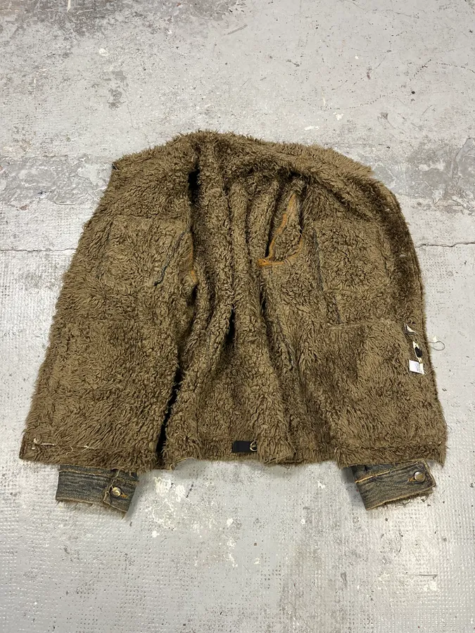2000s Cavalli Blue Faded Denim Faux Fur Jacket - Image 9