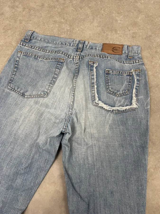 2000s Cavalli Blue Faded Destructured Pocket Denim Jeans - Image 7