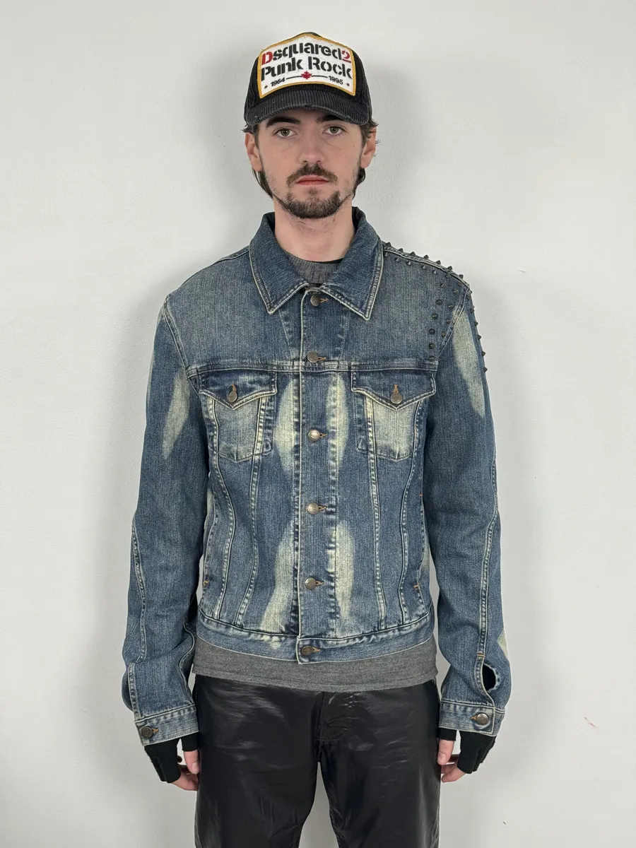 2000s Cavalli Blue Studded Denim Jacket - Image 3