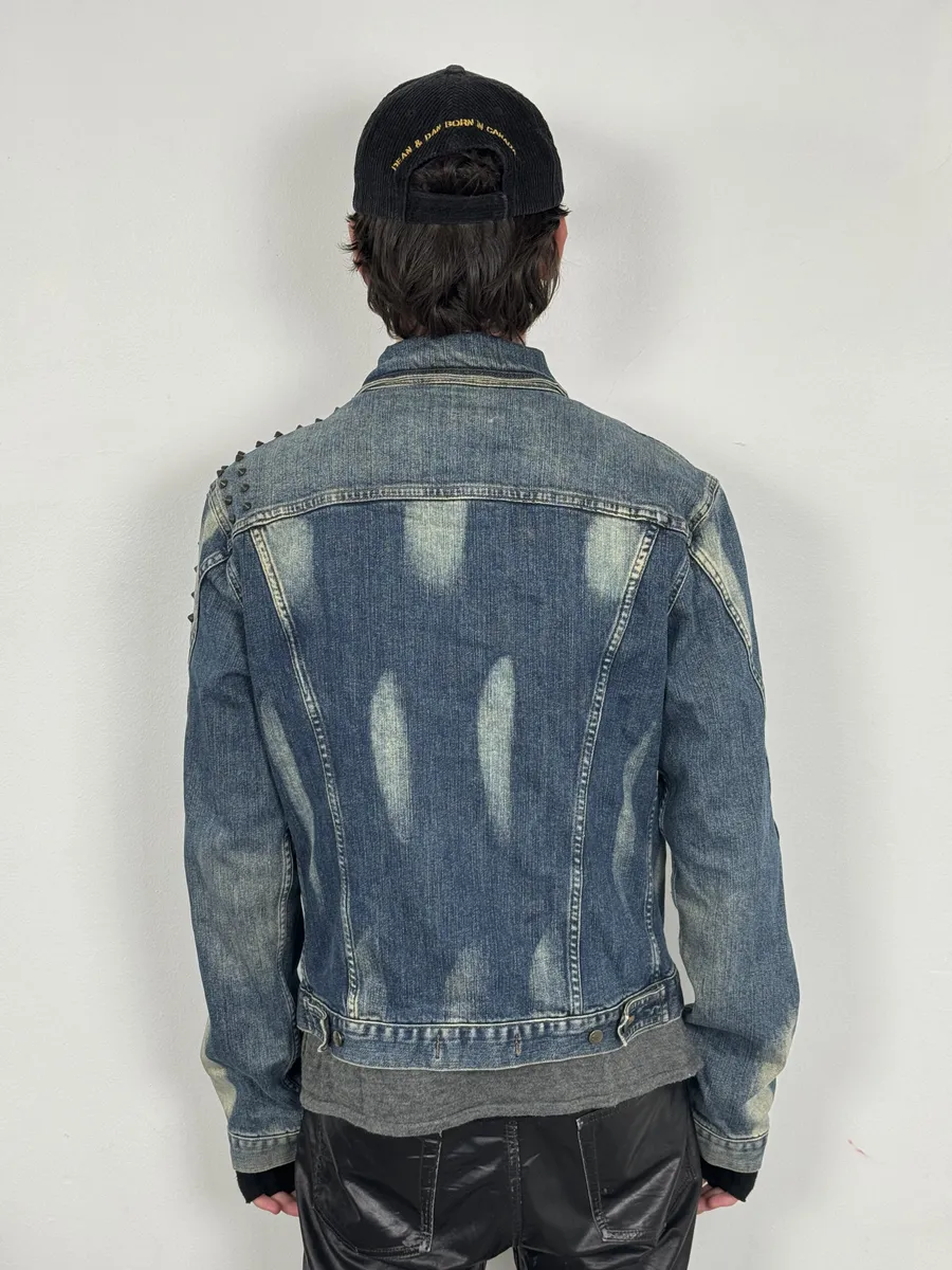 2000s Cavalli Blue Studded Denim Jacket - Image 4