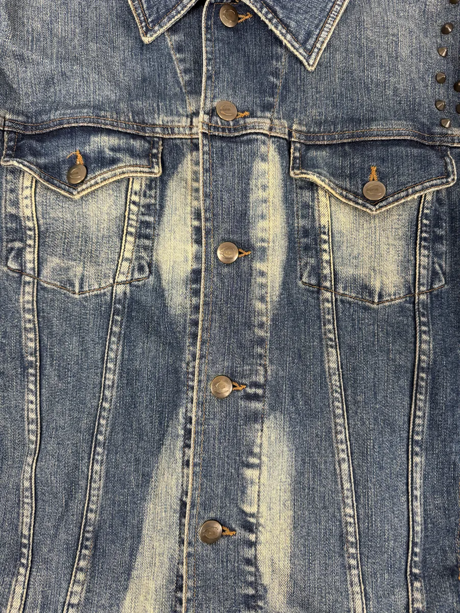 2000s Cavalli Blue Studded Denim Jacket - Image 7