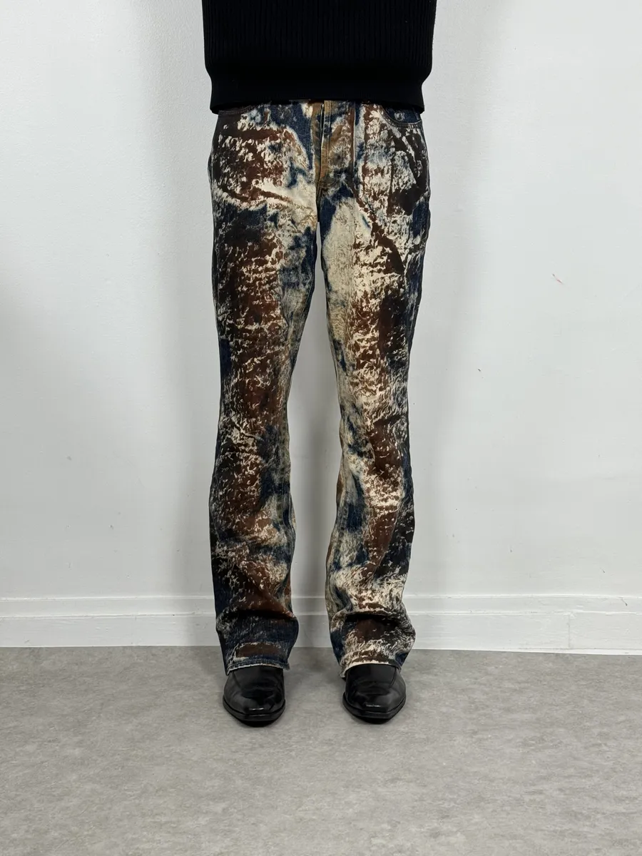 2000s Cavalli Blue World Eroded Denim Jeans - Image 3
