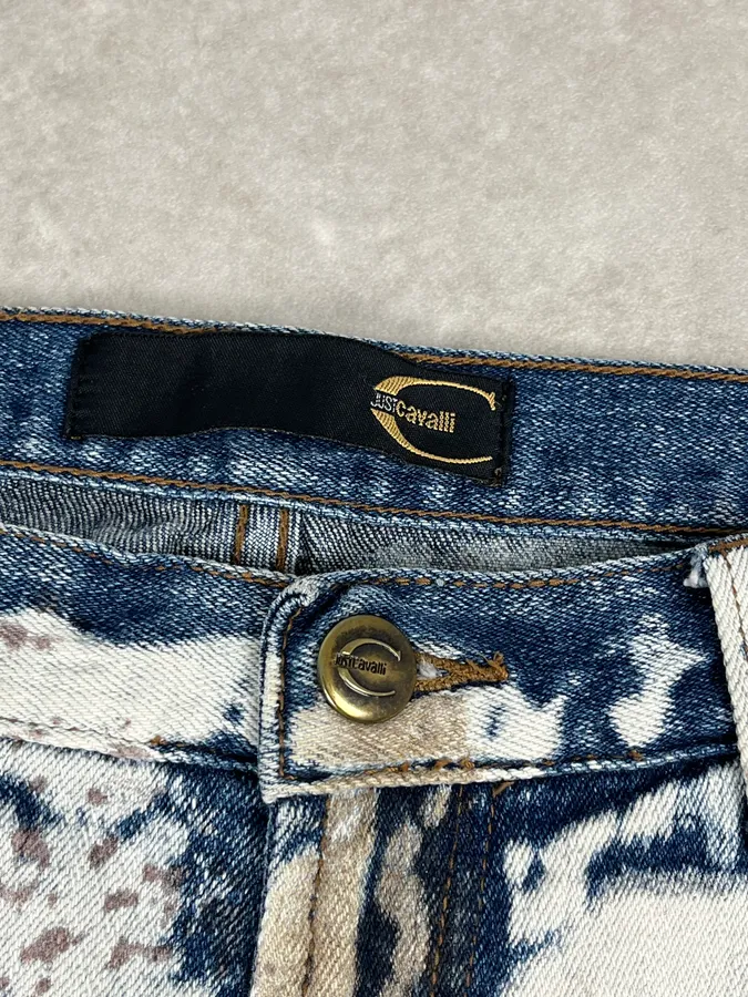 2000s Cavalli Blue World Eroded Denim Jeans - Image 11