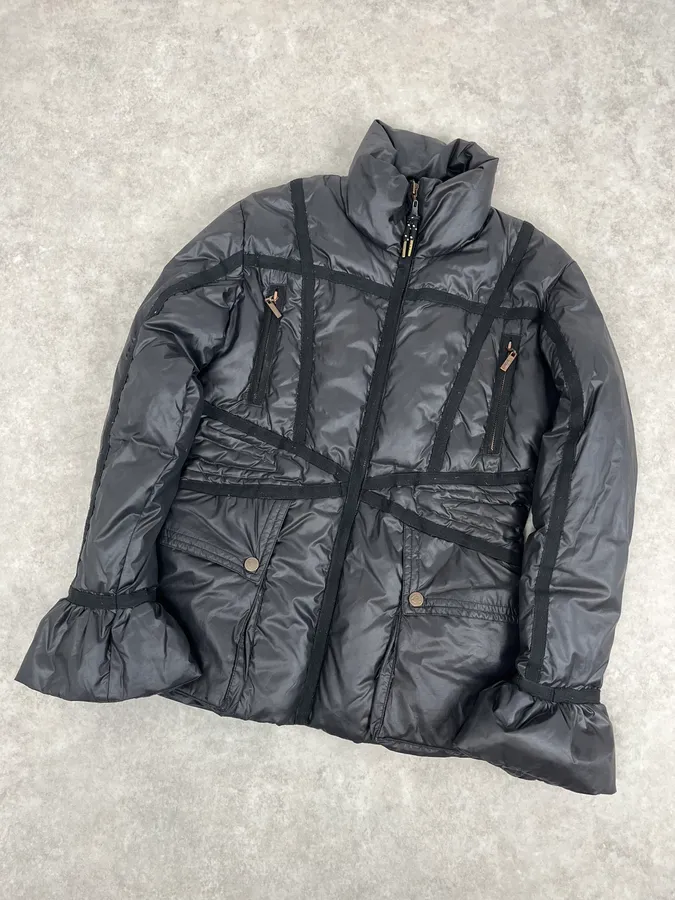 2000s Cavalli Bondage Harness Black Puffer Jacket - Image 4