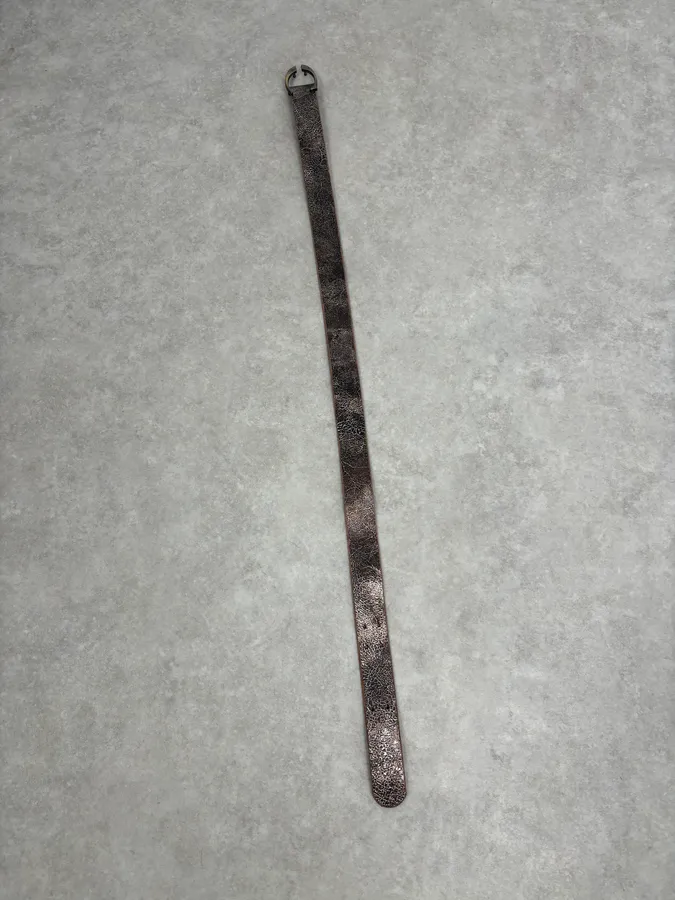 2000s Cavalli Brown Cracked Avant-Garde Textured Leather Belt - Image 10