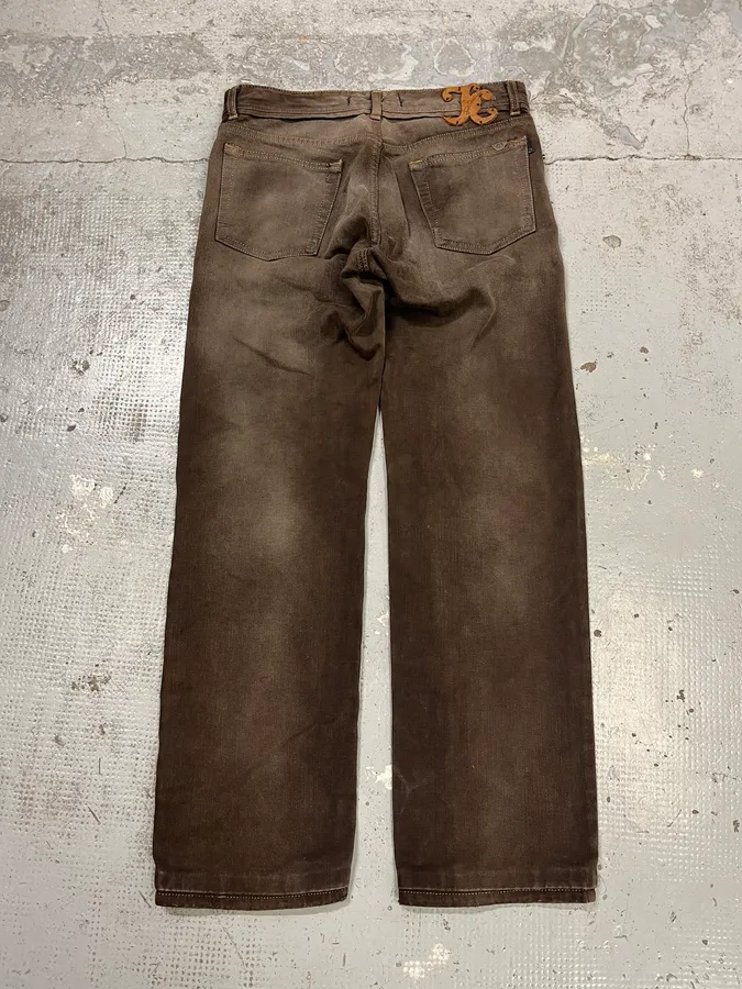 2000s Cavalli Brown Faded Relaxed Denim Jeans - Image 8