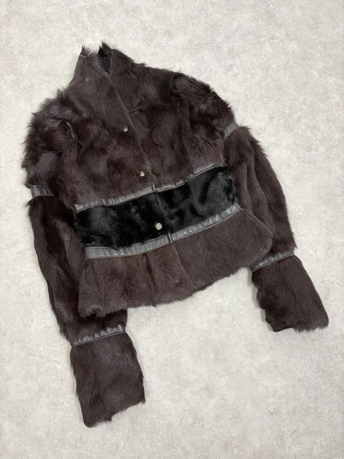 2000s Cavalli Brown Fur Leather Jacket - Image 9