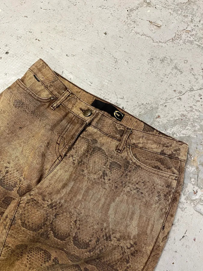 2000s Cavalli Brown Python Effect Pants - Image 6
