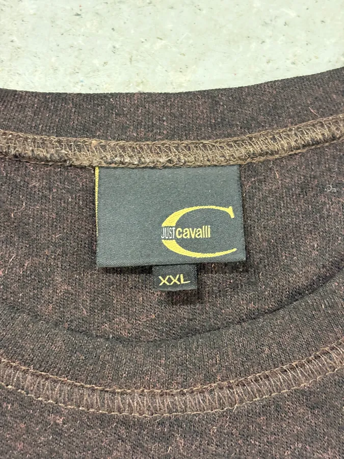 2000s Cavalli Brown Wool Contrast Stitch Sweater - Image 8
