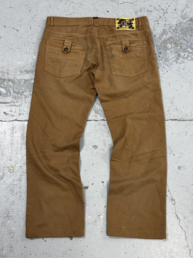 2000s Cavalli Camel Brown Pants - Image 5