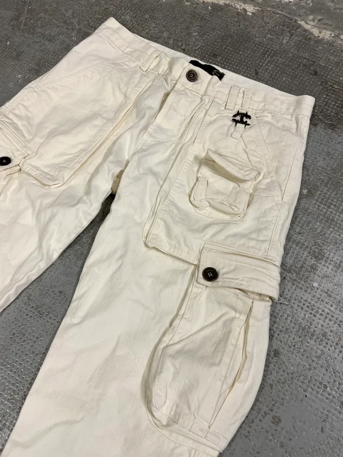 2000s Cavalli Cargo White Pants - Image 2