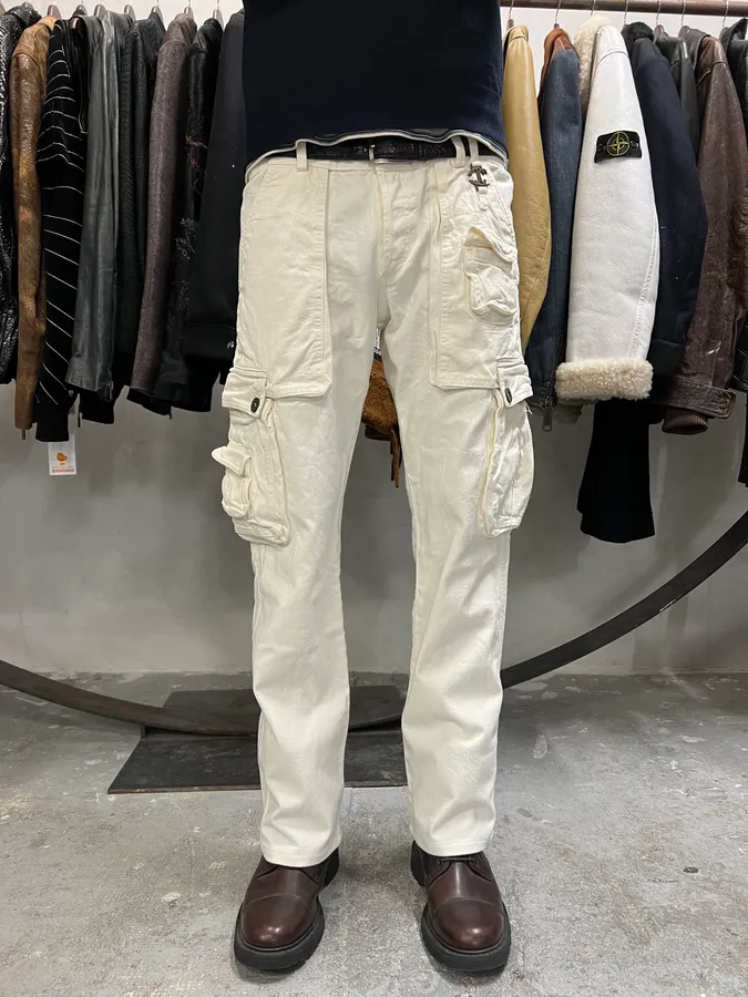 2000s Cavalli Cargo White Pants - Image 6