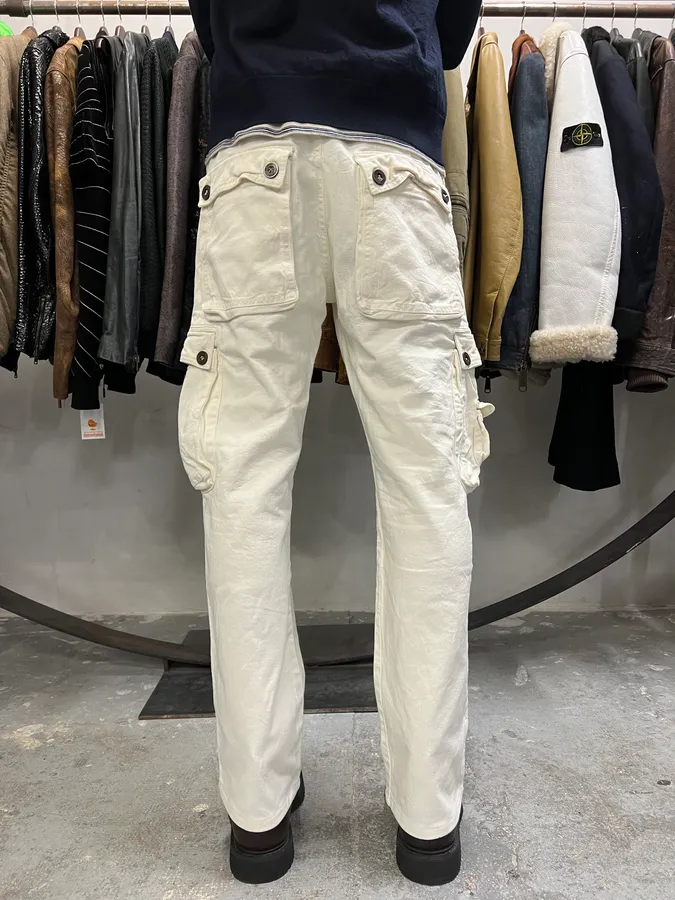 2000s Cavalli Cargo White Pants - Image 7