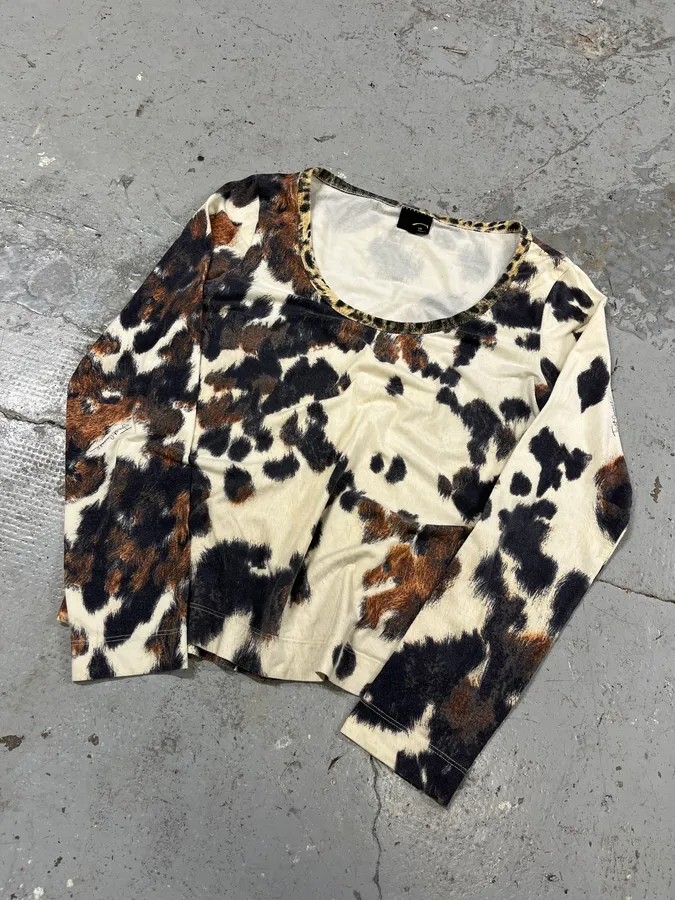 2000s Cavalli Cow Print Top Longsleeves - Image 5