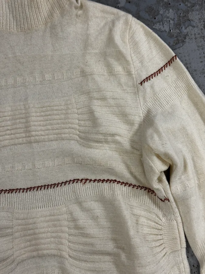 2000s Cavalli Cream White Abstract Turtleneck Sweater - Image 9