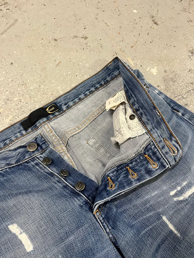 2000s Cavalli Destroyed Blue Denim Jeans - Image 10